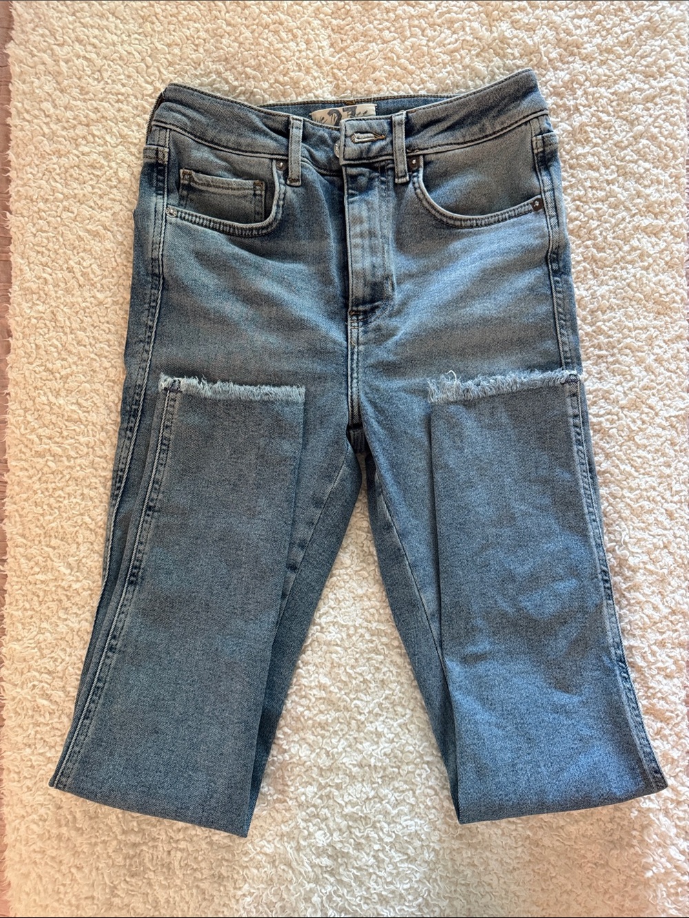 We The Free Light Blue Straight-Leg Denim Jeans